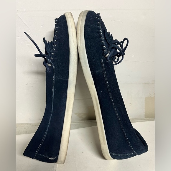 Sz 10 WOMENS MINNETONKA MOCCASINS SUEDE FLATS LOAFERS BLUE COLOR - Picture 3 of 6